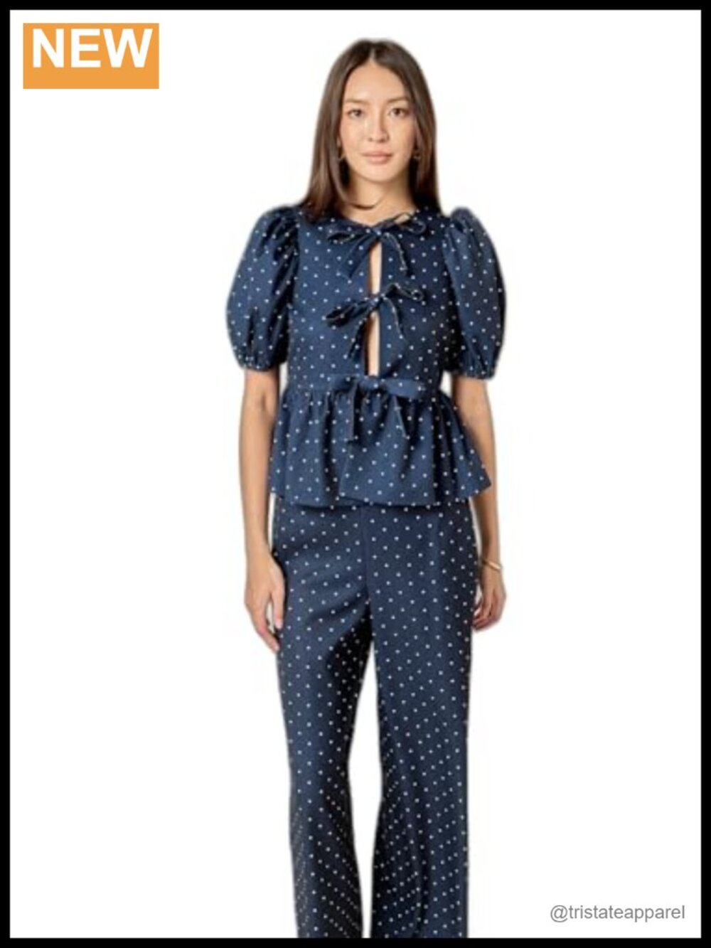 Women's Ruffle Sleeve Polka Dot Blouse